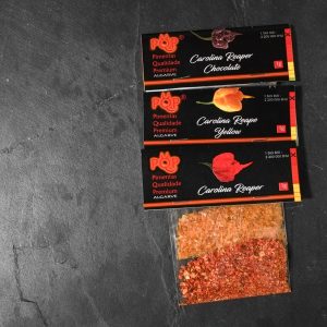 Carolina Reaper vermelha, amarela e chocolate